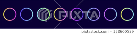 Neon gradient rings set, with glowing light effects, futuristic portal gateway, vibrant and LED illumination. abstract vector frame composition. Neon gradient rings set, with glowing light effects, futuristic portal gateway, vibrant and LED illumination. abstract vector frame composition. 138600559