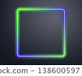 Glowing neon frame with glowing blue and green light effects, futuristic portal gateway, vibrant and LED illumination border, abstract vector frame composition. 138600597