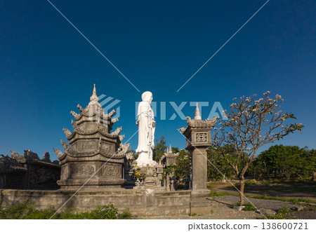 Standing Buddha statue against sky at Tong Lam Son Temple Nha Trang Vietnam 138600721