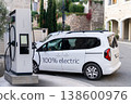 Electric delivery van with electric vehicles charging station. 138600976