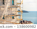 Construction site of a luxury gated community on the seashore 138600982
