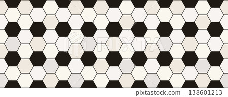 Vintage soccer ball vector seamless pattern, football geometric texture with hexagons for sport backgrounds 138601213