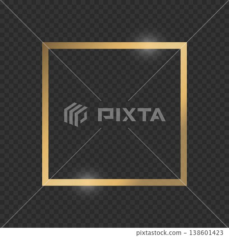 Golden Square Frame with Reflection 138601423
