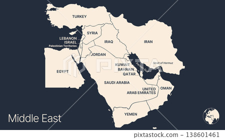 Political middle east asia map, infographic Political middle east asia map, infographic 138601461