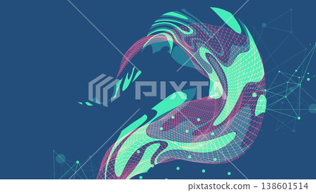 The abstract wave is made in a frame style. Template for science and technology presentation. Vector art. The abstract wave is made in a frame style. Template for science and technology presentation. Vector art. 138601514