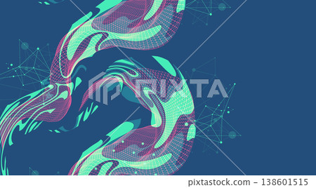 The abstract wave is made in a frame style. Template for science and technology presentation. Vector art. The abstract wave is made in a frame style. Template for science and technology presentation. Vector art. 138601515