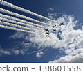 Blue Impulse flying in the blue sky 138601558