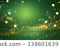 A deep green background with shimmering gold glitter and a dreamy bokeh effect. 138601639