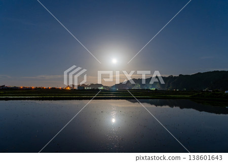 Rural landscape of moonlit night 138601643