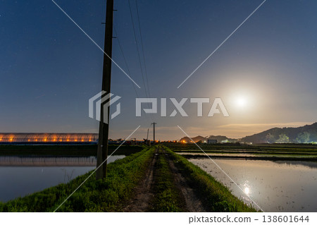 Rural landscape of moonlit night 138601644