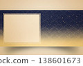 A Japanese modern background featuring a gradient of Seigaiha waves and scattered gold flakes. 138601673