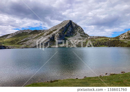 The picturesque Covadonga Lakes nestled in the Picos de Europa mountains, Asturias, Spain, offer breathtaking natural beauty and tranquility 138601760