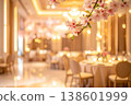 Cherry blossom decorations that evoke the feeling of autumn's arrival, and an elegant banquet hall. 138601999