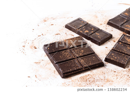 Assortment of white, milk and dark chocolate pieces Assortment of white, milk and dark chocolate pieces 138602234