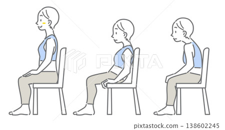 Good posture and bad posture: Sitting posture - Simple and stylish line drawing illustration 138602245