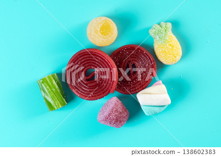 Colorful assortment of candies Colorful assortment of candies 138602383