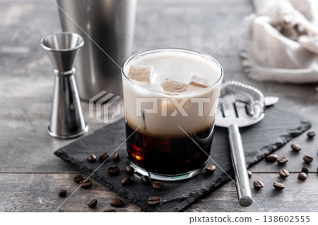 Refreshing Boozy White Russian Cocktail with Vodka and Cream Refreshing Boozy White Russian Cocktail with Vodka and Cream 138602555