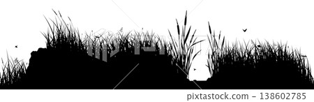 Swamp banner, meadow with river border, natural background Swamp banner, meadow with river border, natural background 138602785