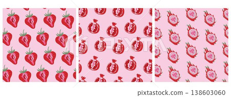 Feminist Body Positive Pattern Bundle Modern Fruit Illustration 138603060