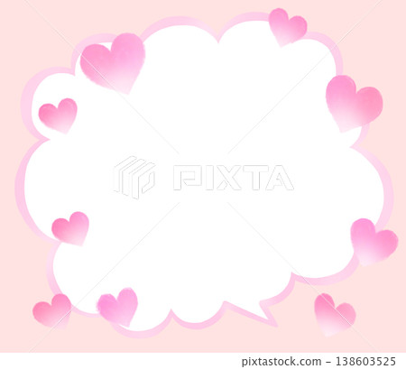 Cloud-shaped speech bubble, horizontal, pink, heart-shaped. Cloud-shaped speech bubble, horizontal, pink, heart-shaped. 138603525