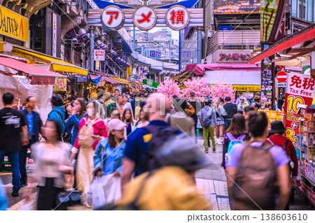 Tokyo cityscape, April 6th. Inbound tourism continues... View of Ameyoko and other areas bustling with foreign tourists. Stickers Tokyo cityscape, April 6th. Inbound tourism continues... View of Ameyoko and other areas bustling with foreign tourists. Stickers 138603610