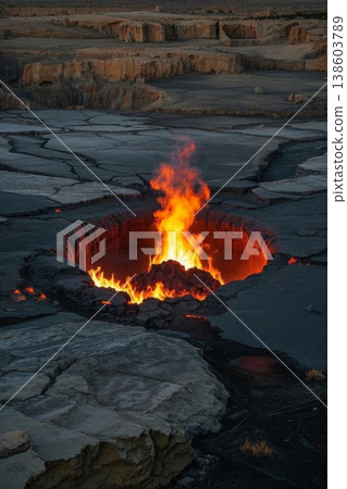 The flames of Hell's Gates, the roar of volcanic lava 138603789