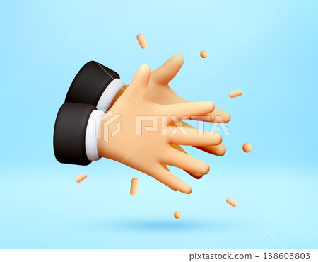 3D human hands clapping icon. 3D human hands clapping icon. 138603803