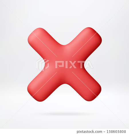 Red cross mark as a 3d icon Red cross mark as a 3d icon 138603808