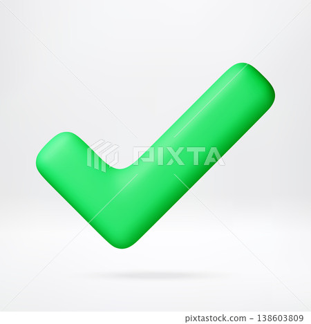 3D Green check mark symbol 3D Green check mark symbol 138603809