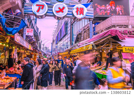 Tokyo cityscape, April 6th. Inbound tourism continues... Views of Ameyoko and other areas bustling with foreign tourists. 138603812