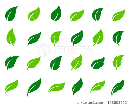 Leaves icons set, plants branches and sprig, eco sign 138603832