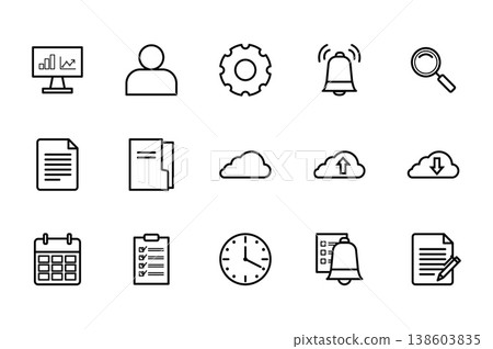 Modern UI UX icon set in outline style for web design 138603835