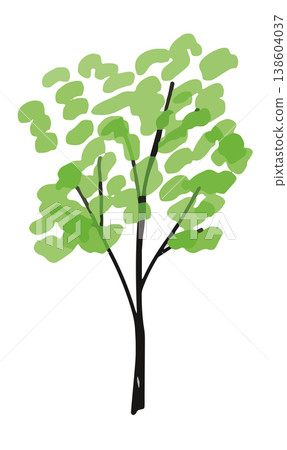 A hand-drawn style illustration of a lush green tree; a simple single plant image. A hand-drawn style illustration of a lush green tree; a simple single plant image. 138604037