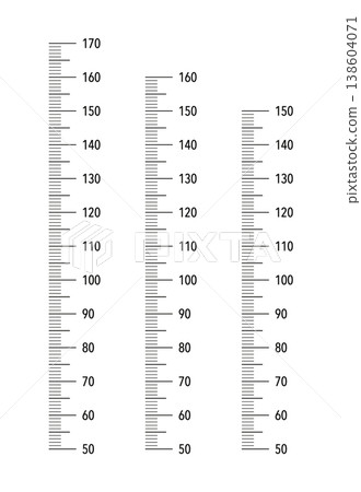 Kids height chart from 50 cm to 150, 160 and 170 centimeters. Wall growth 150 cm, 160 cm and 170 cm sticker template isolated on a white background. Meter wall or growth ruler. Kids height chart from 50 cm to 150, 160 and 170 centimeters. Wall growth 150 cm, 160 cm and 170 cm sticker template isolated on a white background. Meter wall or growth ruler. 138604071