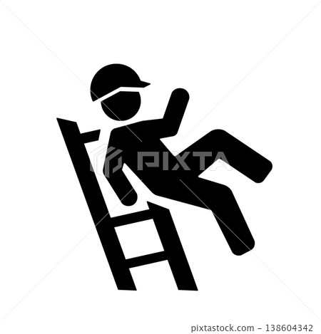 Safety pictogram (black) representing accidents during work at heights. Safety pictogram (black) representing accidents during work at heights. 138604342