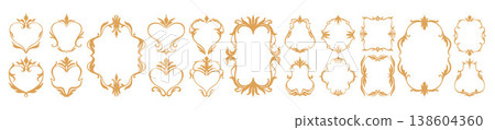 Elegant classic frame set, hand drawn antique ornate border design romantic wedding invitation print Elegant classic frame set, hand drawn antique ornate border design romantic wedding invitation print 138604360