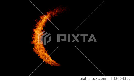 A crescent-shaped slash of flames [Angle 1] 138604392