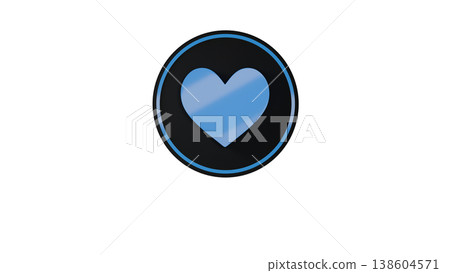 3D Heart Medal Icon [Black/Blue] Rubber Texture, Cute, Three-Dimensional Illustration Material, Transparent Background 138604571