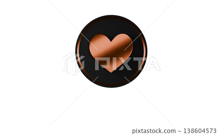 3D Heart Medal Icon [Black/Gold] Rubber Texture, Cute, Three-Dimensional Illustration Material, Transparent Background 138604573