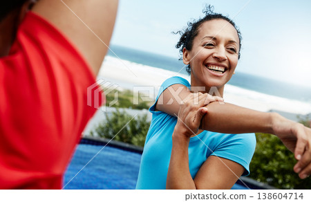 People are stretching, fitness and outdoor, start sports with athlete and personal trainer or couple ready for workout. Health, wellness and prepare to train, exercise and flexibility with warm up People are stretching, fitness and outdoor, start sports with athlete and personal trainer or couple ready for workout. Health, wellness and prepare to train, exercise and flexibility with warm up 138604714