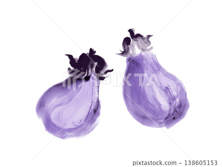 手繪日式風格的茄子插圖 138605153