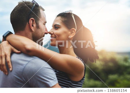 Trust, love or happy couple hug in park for date, support or care in nature with peace, bond or freedom. Eye contact, romantic man or woman on outdoor holiday vacation together to relax or travel Trust, love or happy couple hug in park for date, support or care in nature with peace, bond or freedom. Eye contact, romantic man or woman on outdoor holiday vacation together to relax or travel 138605154