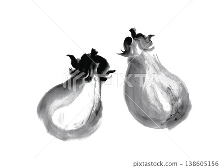 手繪日式風格的茄子插圖 手繪日式風格的茄子插圖 138605156
