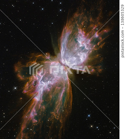 Solar system, space and dust cloud with stars in universe with light, pattern and color glow cosmos. Galaxy, infinity and planets in milky way with nebula shine, dark sky and explosion in aerospace. 138605329