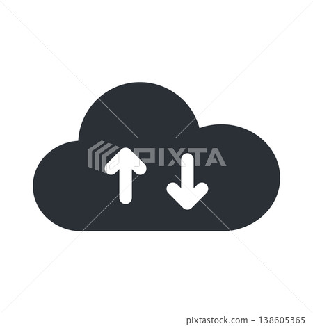 雲端備份扁平圖示 - 表示資料同步的簡單向量圖形。 138605365