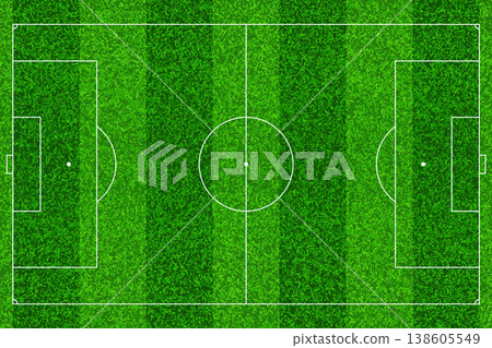 Football field. Grass top view bg. Green golf field pattern. Soccer lawn. Sport stadium. World cup. Garden texture. Spring carpet. Football championship. Spring summer eco banner. Vector illustration 138605549