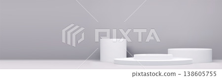 White 3D modern podium platform background 138605755