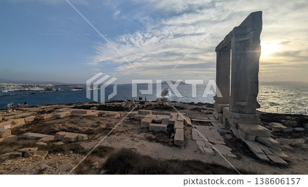 Ocean view with the sun behind the Greek ruins of the Temple of Apollo Ocean view with the sun behind the Greek ruins of the Temple of Apollo 138606157