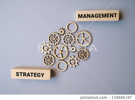 Strategy and Management with connected gears, business concept 138606197