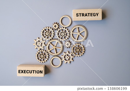 Strategy and Execution with connected gears, business concept 138606199